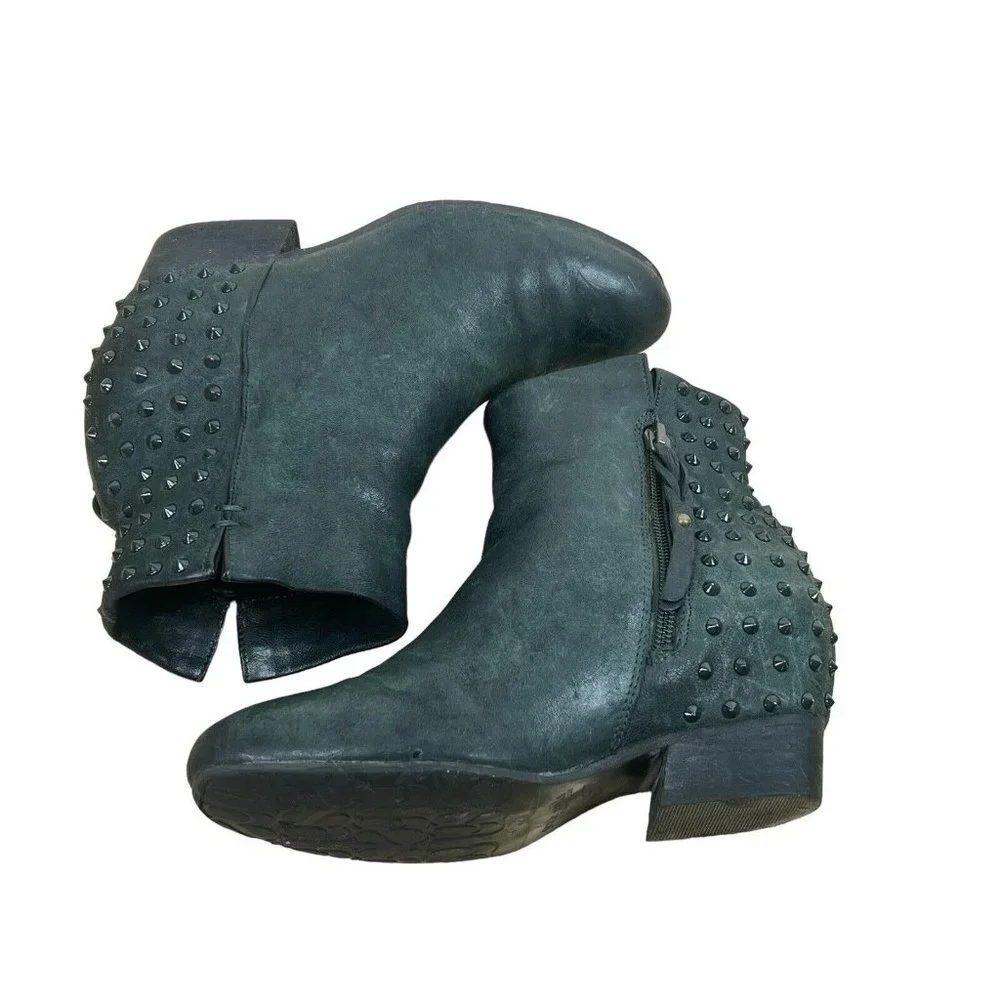 Gentle Souls Fierce black green stud heeled ankle booties womens 6 1/2M - Picture 2 of 10